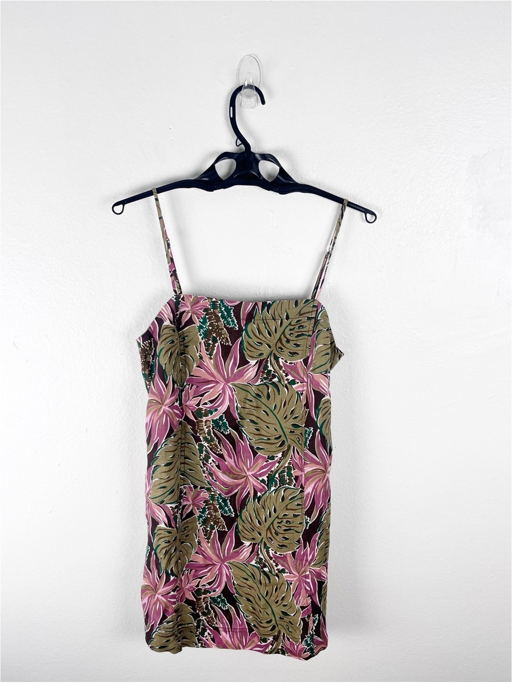 MADEWELL 100% Linen Goldie Tropical Print Square Neckline Pockets Dress Size 10